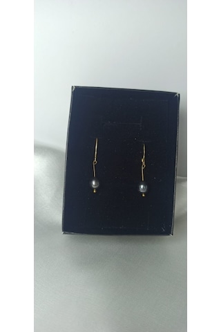 24k Altın Kaplama Halka Gerçek Siyah İnci Tasarım Küpe