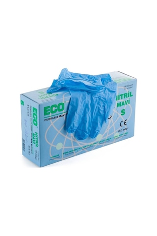 Eco Nitril Pudrasız Muayene Eldiveni Mavi 100'lü