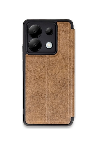 Newface - 48 - Xiaomi Redmi Note 13 Pro 5g Kılıf Flip Cover - Csmo-tex - - Taba