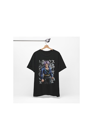 Ustaprint3d Trunks Anime Tişört Dragon Ball Z Tasarım %100 Pamuk Dtf Baskılı Oversize Unisex T-shirt Siyah