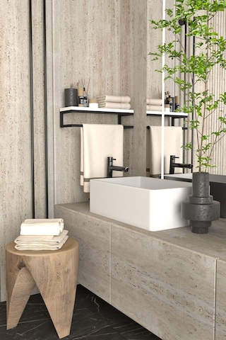 Aju Havluluk Duvara Monte Raf Aksesuarlık Şal Askılığı Ev Banyo Mutfak Düzenleyici Çok Amaçlı Raf Beyaz