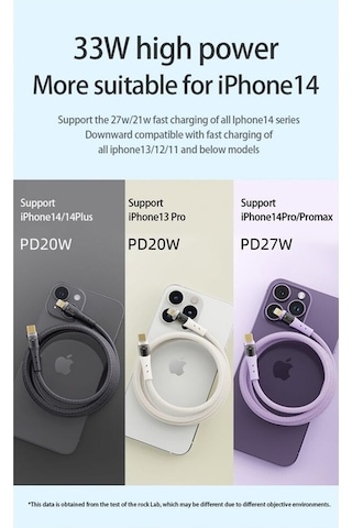 Z21 33w Usb-c To Lightning Pd 3a 2m Altın Uçlu Örgü Şarj Ve Data Kablosu Siyah