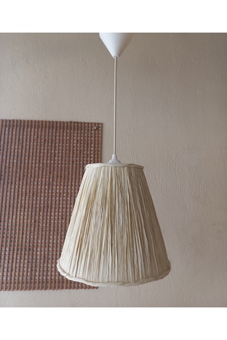 N-65 Kemik Rengi Rafya El Yapımı Avize Krem Krem Renk Krem