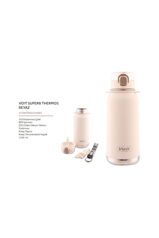 Voit Superb 1100ml Beyaz Termos Beyaz