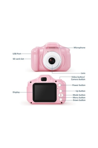 Dijital Renkli Ekran Çocuk Kamerası 1080p Hafıza Kartlı Şarjlı Video Resim Oyun Fotoğraf Makinesi