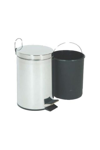 Paslanmaz Pedallı 12 Lt Çöp Kovası Gri