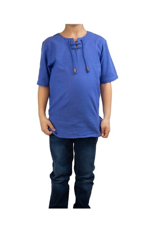 Eliş Şile Bezi Kısa Kol Şile Bezi Zımbalı Erkek Çocuk Tshirt Saks 3050