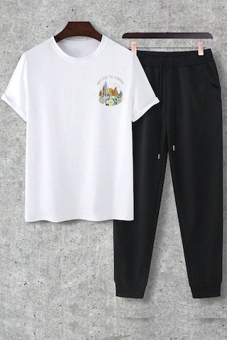 Unisex Arizona 2'li Eşofman Takımı Beyaz Siyah