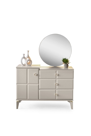 Paris Şifonyer-makyaj Masası-ışıklı Aynalı-mdf-kum Beji Kumbeji