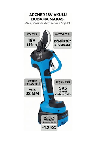 Akülü Budama Makası Archer 18v