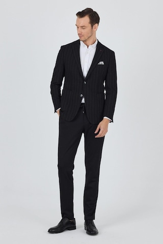 İmza Siyah Mono Yaka Gofreli Esnek 6 Drop Slim Fit Casual Ceket 1002250126 Siyah