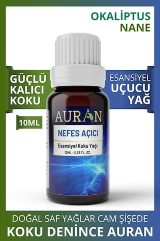 AURAN Nefes Açıcı Nane Ve Okaliptüs Esansiyel Uçucu Koku Yağı 10M