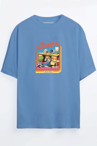 Hide From Reality Siyah - Beyaz Oversize T-shirt Mavi