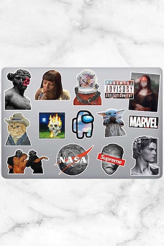 Aesthetic Temalı Laptop Notebook Tablet Sticker Seti 14 Adet Diğer