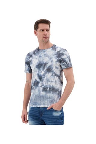 Cipo & Baxx Batik Desenli Bisiklet Yaka Regular Fit Kısa Kollu Erkek T-shirt Ct864 Mavi