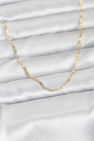 Cm 14k Gold Renk Yassı Zincir Model 60 Cm Kadın Kolye - Lisinya Altın
