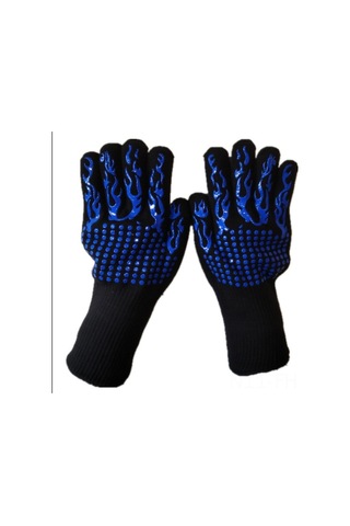 Hangfox 800 C Isı Dayanıklı Mutfak Eldiveni - Mavi 26cm - 2 Adet, Barbekü/pişirme/grill Koruması, Yumuşak Pamuk Döşeme, Makine Yıkama Uygun Çok Renkli