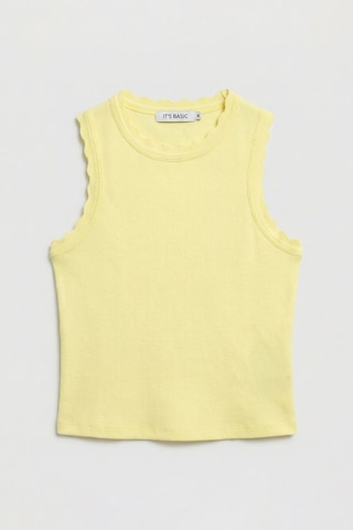 Kadın Sarı S6-108 Crop İnce Yazlık Triko Body