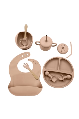 Çocuk 10 Parça Silikon Yemek Takımı-turuncu Turuncu