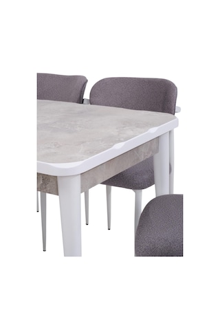 Rambla Mdf Açılır Lak Panel Mutfak Masa Sandalye Takımı 80 130cm Beyaz