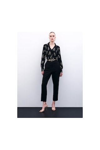 Sateen Cepli Düz Pantolon - Siyah-135871 Siyah