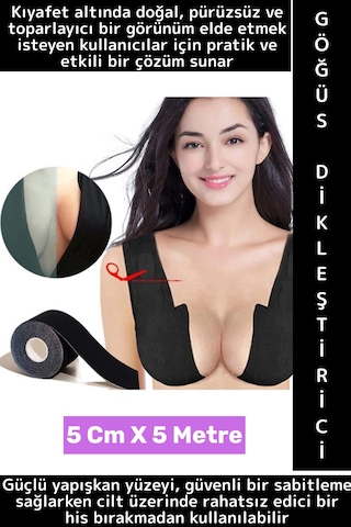 Wintoup İç Göstermez Göğüs Toparlayıcı Sabitleyici Dikleştirici Şekillendirici Yapışkan Bant 5 Cm X 5 Metre Ten