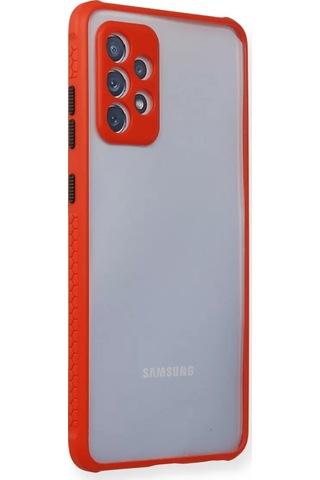 Samsung Uyumlu Galaxy A72 Kılıf Miami Şeffaf Silikon - Kırmızı -