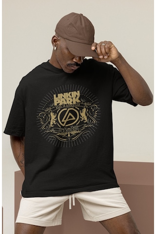Sevbano Tasarım Linkin Park Rock Metal Müzik Grubu Baskılı Unisex Oversiz Siyah
