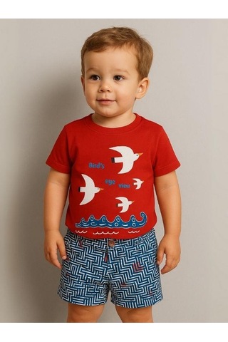 Erkek Bebek Desenli Şort-16118 Mavi