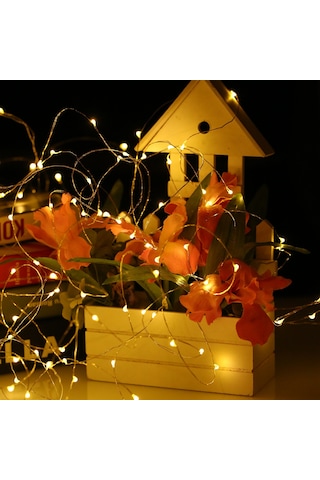 Kosona Güneş Enerjili Bakır Tel Işık Zinciri 20m 200 Led 12w Islak Beyaz 8 Işık Efekti Çimen Işığı