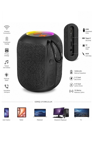Jedel Sa-147 Rgb Işıklı Taşınabilir Bluetooth Hoparlör 5w Bluetooth Tf Card Usb Bağlantılı Fm Radyolu Kablosuz Ses Bombası