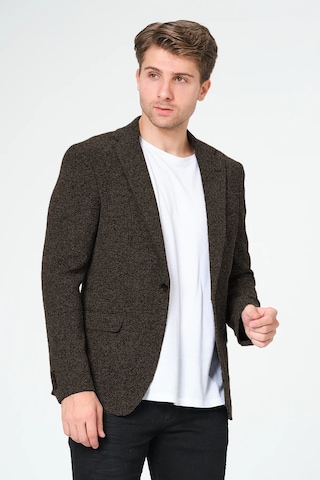 Bonesti Erkek Slim Fit Blazer Ceket Kahverengi Beyaz