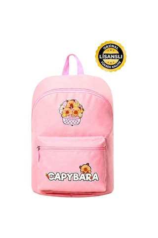 Capybara Orijinal Lisanslı Çocuk Okul Çantası Su Geçirmez Pembe