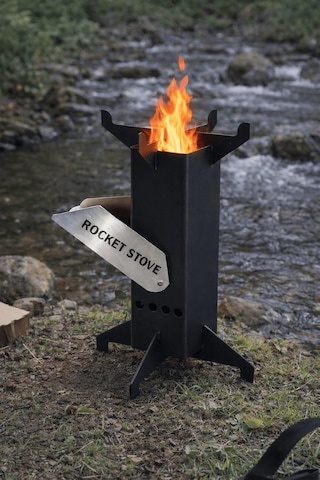 Roket Soba, Rocket Stove, Kamp Ocağı, Odunlu Kamp Sobası Çantalı Çok Renkli