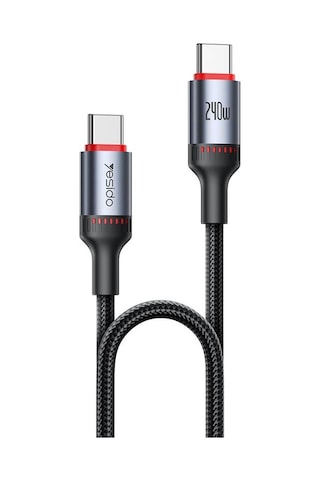 Yesido Ca185 240w Tip-c Tip-c Alüminyum Alaşımlı Veri Kablosu, Uzunluğu: 1.2m Siyah