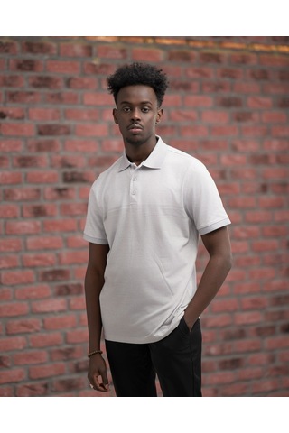 Advante Regular Fit Likralı Pano Desenli Polo Yaka T-shirt Gri