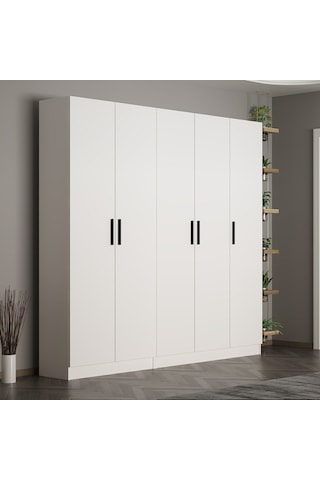 Minar Kale 210 Cm 5 Kapaklı 3b Raf Portmanto Beyaz