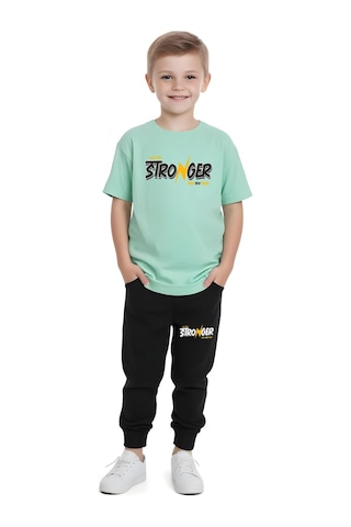 Fyk Kids Erkek Çocuk 3'lü Set The Moon-good Yazı Baskılı Yazlık Alt-üst Takım Çok Renkli
