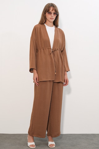 Bigdart Kadın Ayrobin Kimono Pantolon İkili Takım 30101- Taba