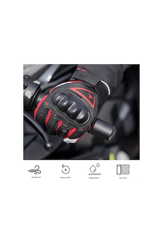Geeksen Kışlık Motosiklet Eldiveni - Gece Yansıtmalı, Su Geçirmez, Dokunmatik Uyumlu, Soğuk Hava Korumalı Kırmızı, Xl
