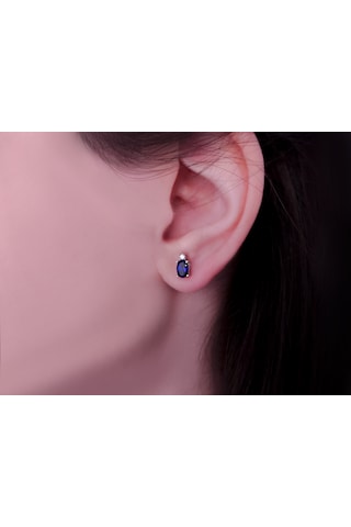 Pırlanta Ve Oval Safir Arya Küpe 0817e0065 Beyaz