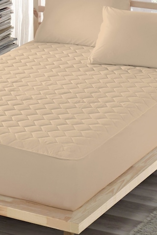 Ely Parker Alez Sıvı Geçirmez Pamuklu Kapitoneli Fitted Kahve Çift Kişilik Tek bebek su yatak Koruyucu YSTK79 Kahverengi