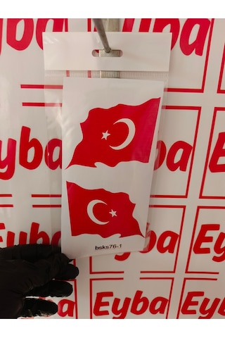Dalgalı 2 Li Bayrak 10x8 Cm Baskes 1 Adet Renkli Baskı Sticker,bisiklet, Karavan,otomobil,motosiklet