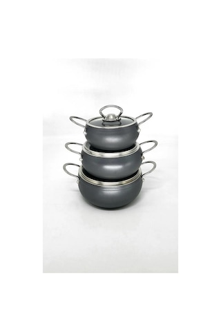 Oms 3554 Bio Granit Mini Küre Mama Çorba Tencere Seti 6 Parça Antrasit