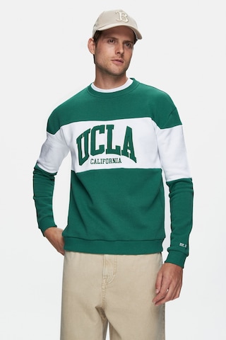 Ucla Archer Yeşil Bisiklet Yaka Nakışlı Loose Fit Erkek Sweatshirt Yeşil