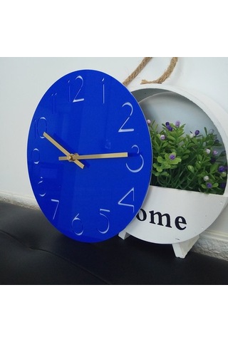 Goldenqian Akrilik Karikatür Numarası Duvar Saati Ev Dekorasyonu Sessizlik Saati, Mavi H6u5hb Mavi