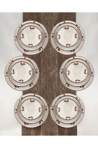 Retro Horoz Porselen Akıtma 6 Kişilik 24 Parça Yemek Takımı