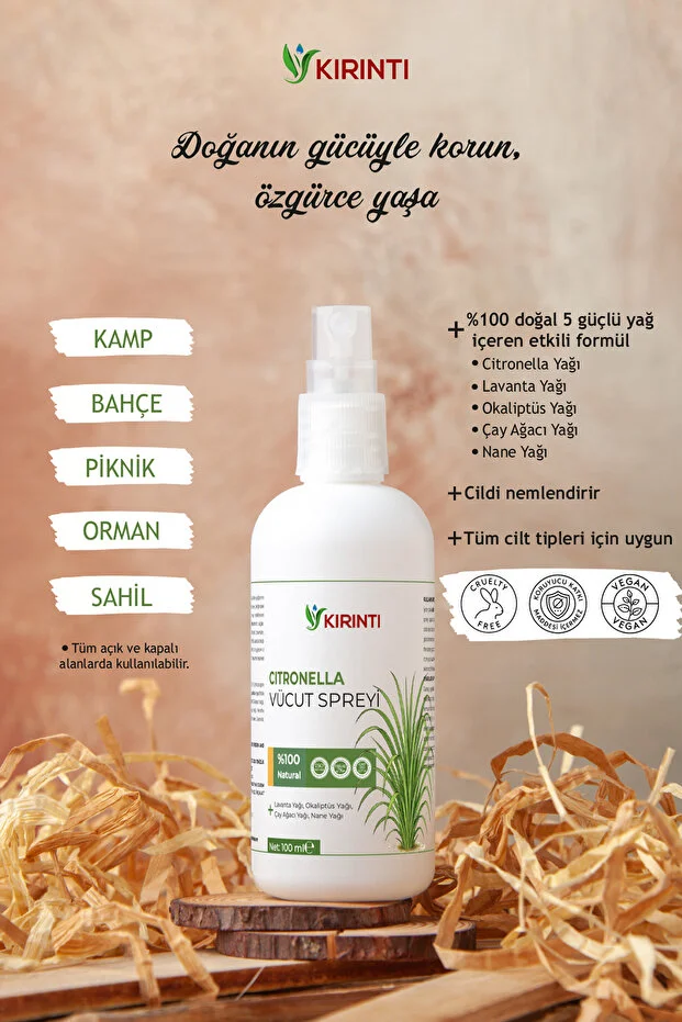 Kırıntı 2000 Cıtronella Limon Otu Yağlı Vücut Bakım Spreyi 100 ML