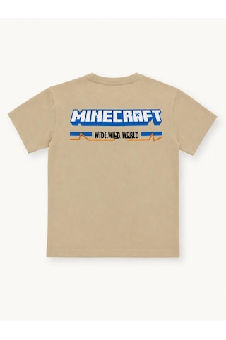 Durukoza Minecraft Erkek Çocuk Şortlu Takım %100 Pamuk Yazlık 2'li Takım Bej