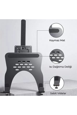 Hubrendy Sh Powermaster Pm-27096 Profesyonel Amortisörlü 2'si 1 Arada Laptop Ve Monitör Standı